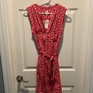 GAP Lightweight Casual Belted Dress with Button Front and Side Pockets